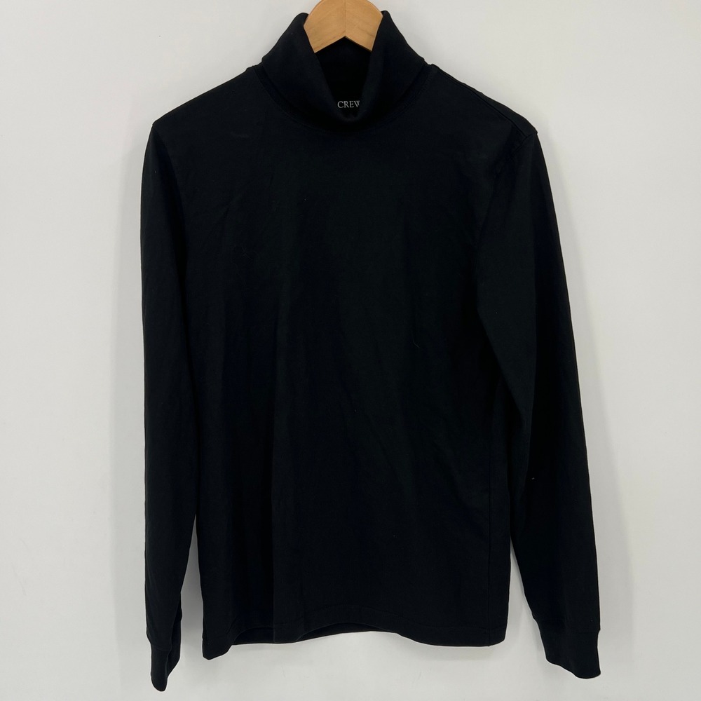 J.Crew Mens Black Cotton Jersey Turtleneck Long Sleeve Shirt BL218 Small NEW